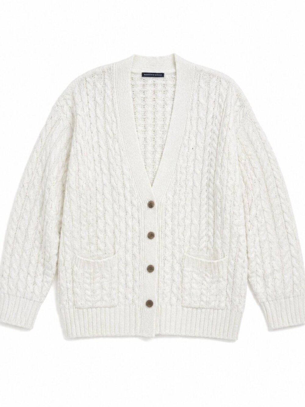 Brandy Melville Cable Knit Cream Cardigan Sweater, Size XL, Wool